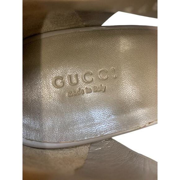 GUCCI Clemence Wooden Platform Wedges Peep Toe SZ EU 38.5 - Picture 11 of 12